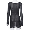 Transition Sexy Zone Black Sheer Mesh Sexy Temperament Split Long Dress Hot Spring Bikini Blouse Pure Desire Style