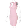 Sexy Deep U Neck Wrap Chest Slim Bodycon Dress Women Sleeveless Solid Color Skinny Dress Elegant Club Party Vestidos
