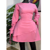 CM.YAYA Women Tie Up Bow Long Sleeve O-neck Mini Dress 2025 Birthday Holiday Sexy Club Party Evening High Street A-Line Dresses