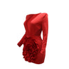 CM.YAYA Women Rose Floral Applique Long Sleeve Bodycon Mini Midi Dress Winter V-neck Club Sexy Party Evening Dresses Vestidos