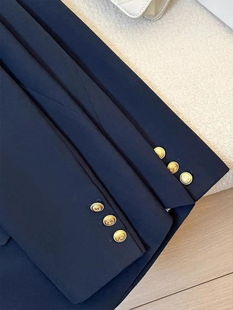 Suit jacket female 2024 early autumn new solid color high-grade feeling slim Joker casual fashion temperament slim top.