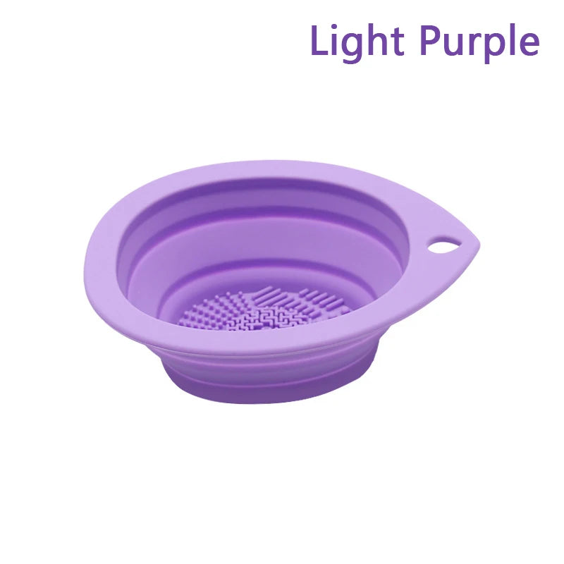 Silicone Makeup Brush Cleaner Folding Powder Puff Cleaning Bowl Eyeshadow Brushes Washing Soft Mat Beauty Tools Scrubber Box