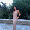 Long Dresses Women Elegant Shinny Sequins Midi Dress Female Sleeveless Backless Long Vestidos Lady Party Club Evening Robes