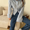 Gidyq Korean Bandage Shirt Women Fashion Backless Sexy Blouse Office Ladies Casual Slim Chic Turn Down Collar Long Sleeve Tops