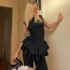 Women's Solid Pleated Short Dress Sleeveless O-neck Fashion Elegant Simple Mini Bodycon Dresses Slim Street Casual Party Holiday
