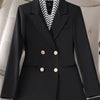 Fashion Women Blazer Ladies Fall Winter Black Red White Long Sleeve Double Breasted Slim Female Jackets Coat