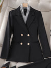 Fashion Women Blazer Ladies Fall Winter Black Red White Long Sleeve Double Breasted Slim Female Jackets Coat