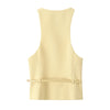 TRAFZA Women Fashion Suit Yellow V-Neck Sleeveless Belt Sngle Breasted Tops+High Waist Pocket Belt Long Skirts Female Summer Set