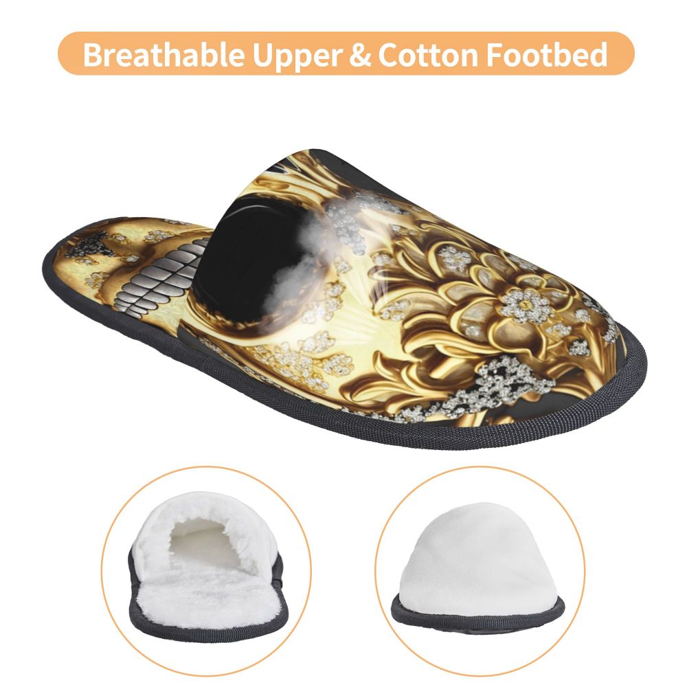 Custom Queen Of Absolutely Everything Gold Baroque Soft Memory Foam House Slippers Women Comfy Warm Anti-skid Sole Slipper