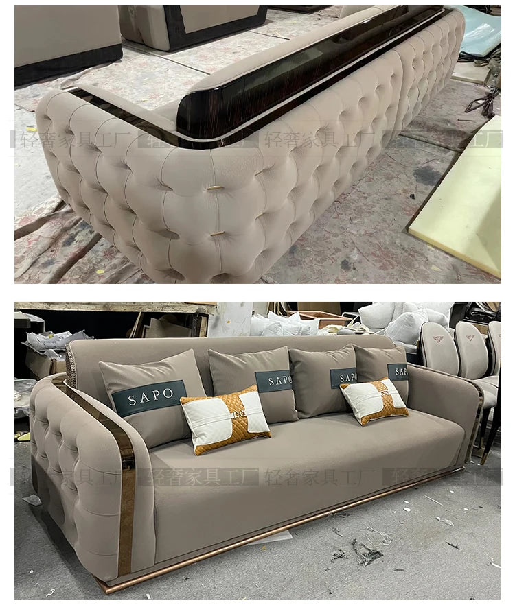 Luxury Fancy Living Room Sofa Genuine Leather Designer Italian Sofa Loveseat Single Canape Salon De Luxe Apartment Furniture