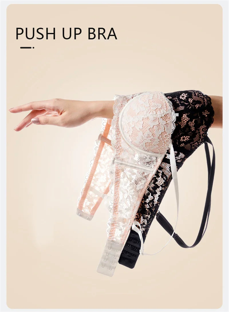 Sexy Lace Bra Women 1/2 Cup Underwire Bras Ladies Push Up Underwear Trendy Floral Brassiere Female Comfortable Intimates