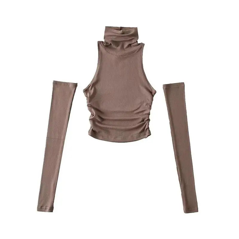 2025 New Spicy Girls Y2k Tops Oversleeve Sexy Turtleneck Tank Top for Women's Slim Fit Short tshirt Skinny Streetwear Crop Top