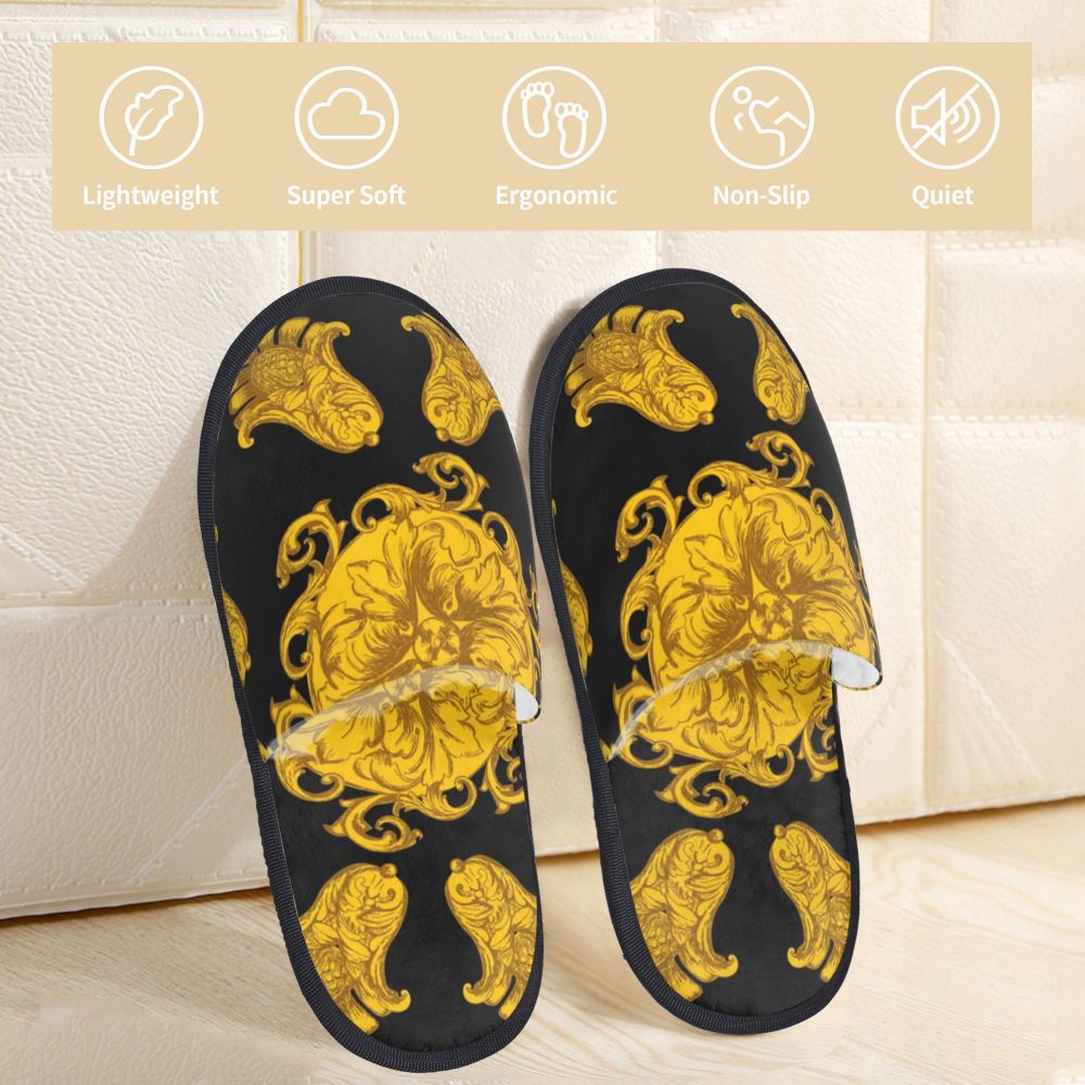 Custom Queen Of Absolutely Everything Gold Baroque Soft Memory Foam House Slippers Women Comfy Warm Anti-skid Sole Slipper