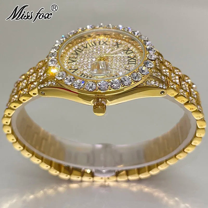 MISSFOX Pink Women Watches Luxury Small Face Elegant Quartz Watch For Ladies Icy Look Party Jewelry Mini Babe So Cute Arm Clock