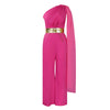 Elegant Jumpsuits & Rompers for Woman One Shoulder Flying Sleeve High Waisted Luxury Birthday Party Dinner Outfits Overalls 2024