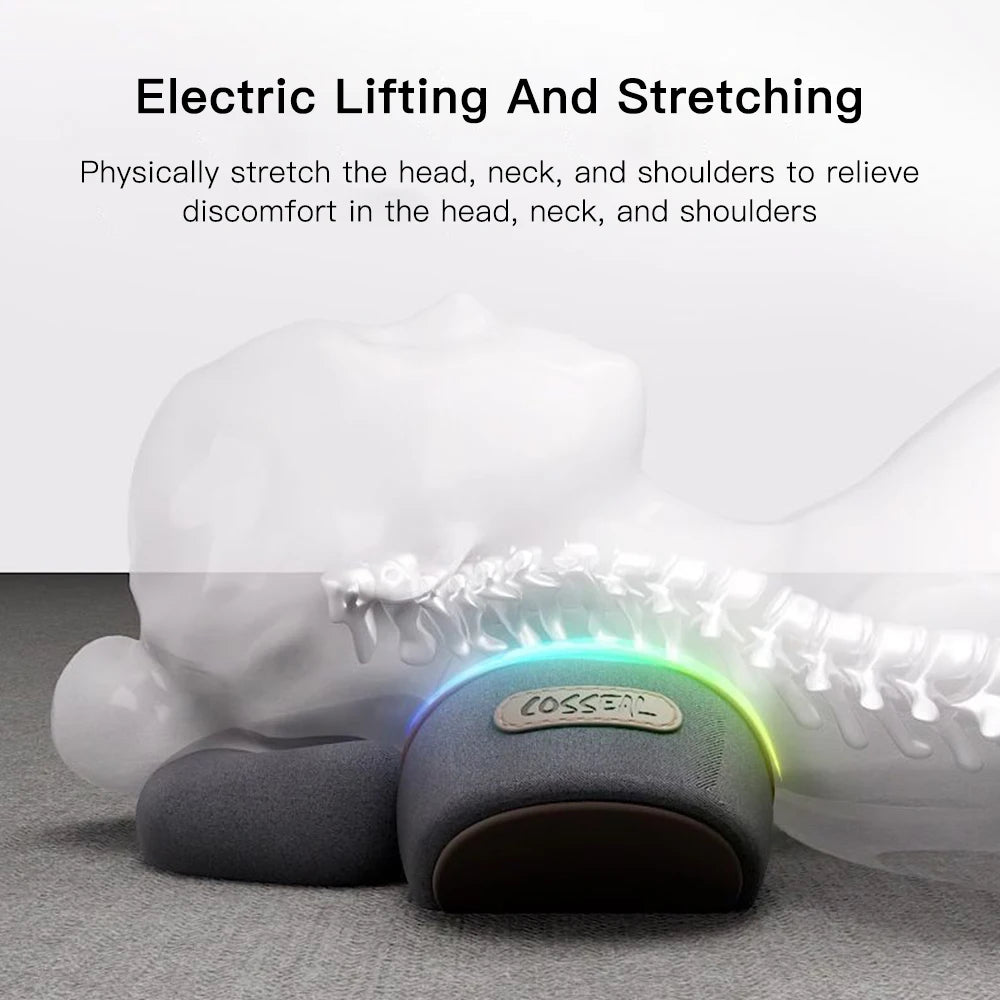Neck Massager Pillow Cervical Orthopedic Pillow Lifting Traction Relax Hot Compress Vibration Massage Neck Pain Relief