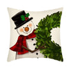 Linen Christmas Pillow Cover Snowman Elk Pillow Case 2024 Christmas Decoration for Home New Year Sofa Car Cushion Cover 45x45cm