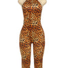 Weird Puss Backless Romper Women Halter Bandage Leopard Print Fit Tight Stretch Summer Sexy Hipster Activity Workout Playsuits