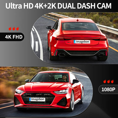 9'' Imagebon A8Pro ADAS Wireless Carplay & Android Auto Dash Cam 4K Rearview Camera 24h Park Monitor GPS Navigation Car DVR