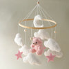 Baby Crib Mobile Rattle Toy 0-12Months Infant Soft Felt Teddy Velvet Pink Bear Bed Bell Hanging Toy Holder Bracket Crib Girl Toy