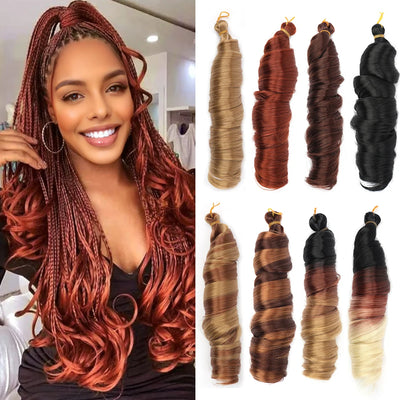 French Curls Braiding Hair Extensions Synthetic Hair Loose Wave Spiral Curl Braids High Temperature Ombre Pre Stretched Hair
