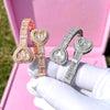 2025 New Iced Out Bling Opened Heart Zircon Charm Bracelet Rectangle AAA CZ Hearts Bangle For Men Women Hiphop Luxury Jewelry