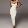 Kliou strap backless sexy bodycon midi long dress new women high waist cotton striped dresses elegant fashion party clothes
