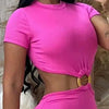 Ladies Jumpsuit Summer Outfit 2023 Sexy O-Ring Decor Cutout Short Sleeve Jumpsuit Sexy Backless Cutout High Waist Jumpsuit