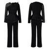 Luxury Jumpsuits & Rompers for Women Round Neck Beaded Transparent Sleeve High Waisted Elegant Female Birthday Party Overalls