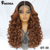 Latisha 13X6 HD Synthetic Lace Front Wigs Curly Pre Plucked Lace Frontal Wig with Bangs for Women Highlight with Babyhair 24Inch