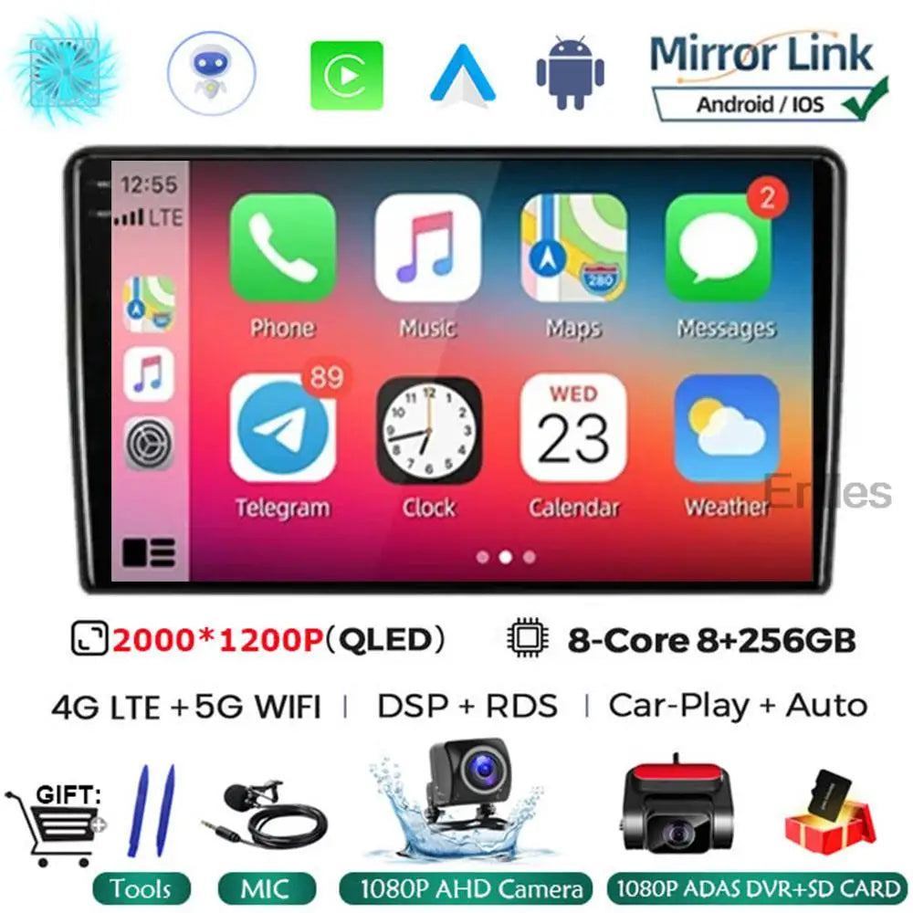 For Nissan NP300 NAVARA Platform Chassis D40 Pathfinder R51 2004 - 2012 8+256G Car Radio Wireless CarPlay Android 13 QLED Screen