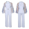 Mesh Jumpsuit Women White Overalls Party Lace Rompers New In Bodysuit One Piece Long Sleeve Summer Long Pants Y2k Spring Work