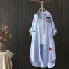 Women Cotton Embroidery Loose Long White Shirts 2025 Spring Autumn New Casual Office Lady Blouse Female Top Loose shirt