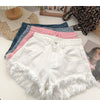 ITOOLIN Women Vintage Tassels Denim Shorts Button Loose High Waist A-line Jean Shorts Casual Women Office Trousers Streetwear