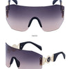 Oversized Shield Rimless Punk Sunglasses Women 2024 Luxury Brand Fashion Winged Sun Glasses For Ladies Shades Eyewear UV400