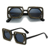 Square Luxury Diamonds Sunglasses Women Punk Fashion Rhinestone Sun Glasses Female Shiny Sexy Yellow Lens Eyewear Shade Handmade