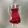 Red Color Women Sexy Strapless Ball Gown Mini Fashion Celebrity Nightclub Party Dress Birthday Cocktail Girls' Outfit