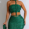 Sexy halter rhinestone mini summer dress women elegant bodycon night club party dresses woman short evening dresses vestidos HL