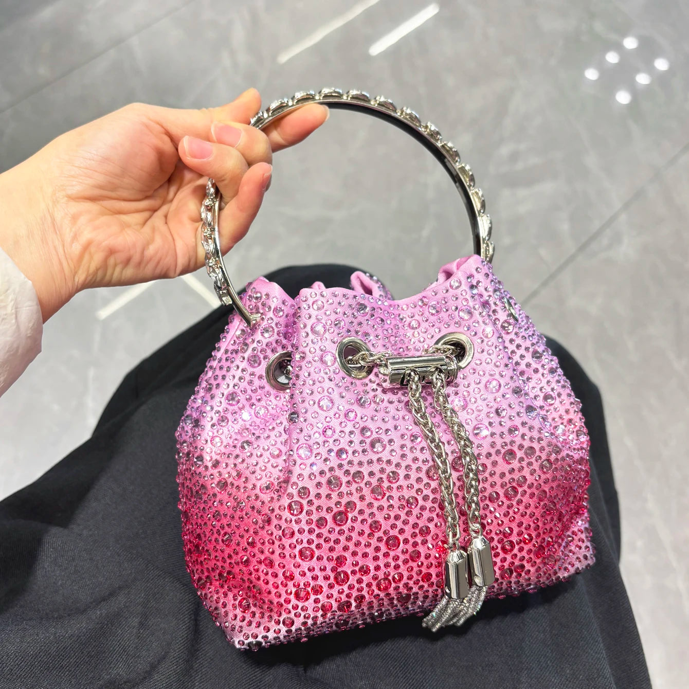 Handle Rhinestones Evening clutch Bag Purses and handbag luxury Designer shoulder bag Shiny Crystal Clutch purse bucket bag
