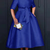 VONDA Elegant Women Satin Short Sleeve Midi Dress 2024 Summer Vestidos Casual Belted Loose Solid Color Long Sundress Oversized