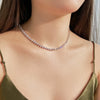 Houtros 3mm Full Moissanite Tennis Necklace 925 Sterling Silver 3 Prong Diamond Neck Chain Wedding Party Luxury Jewelry GRA