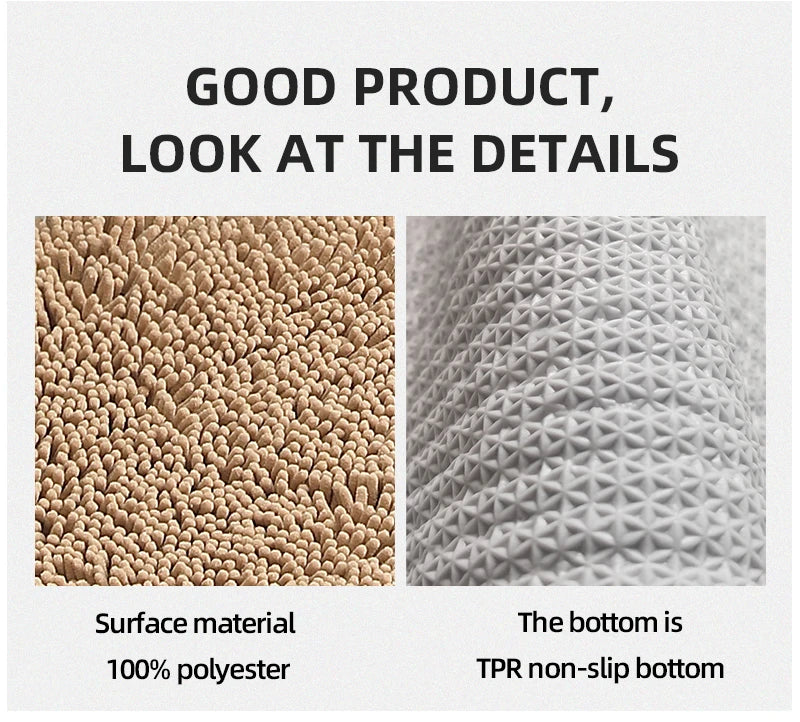 3-piece bathroom chenille floor mat, absorbent anti slip bathroom carpet, bathroom U-shaped foot mat, toilet lid, TPR anti slip