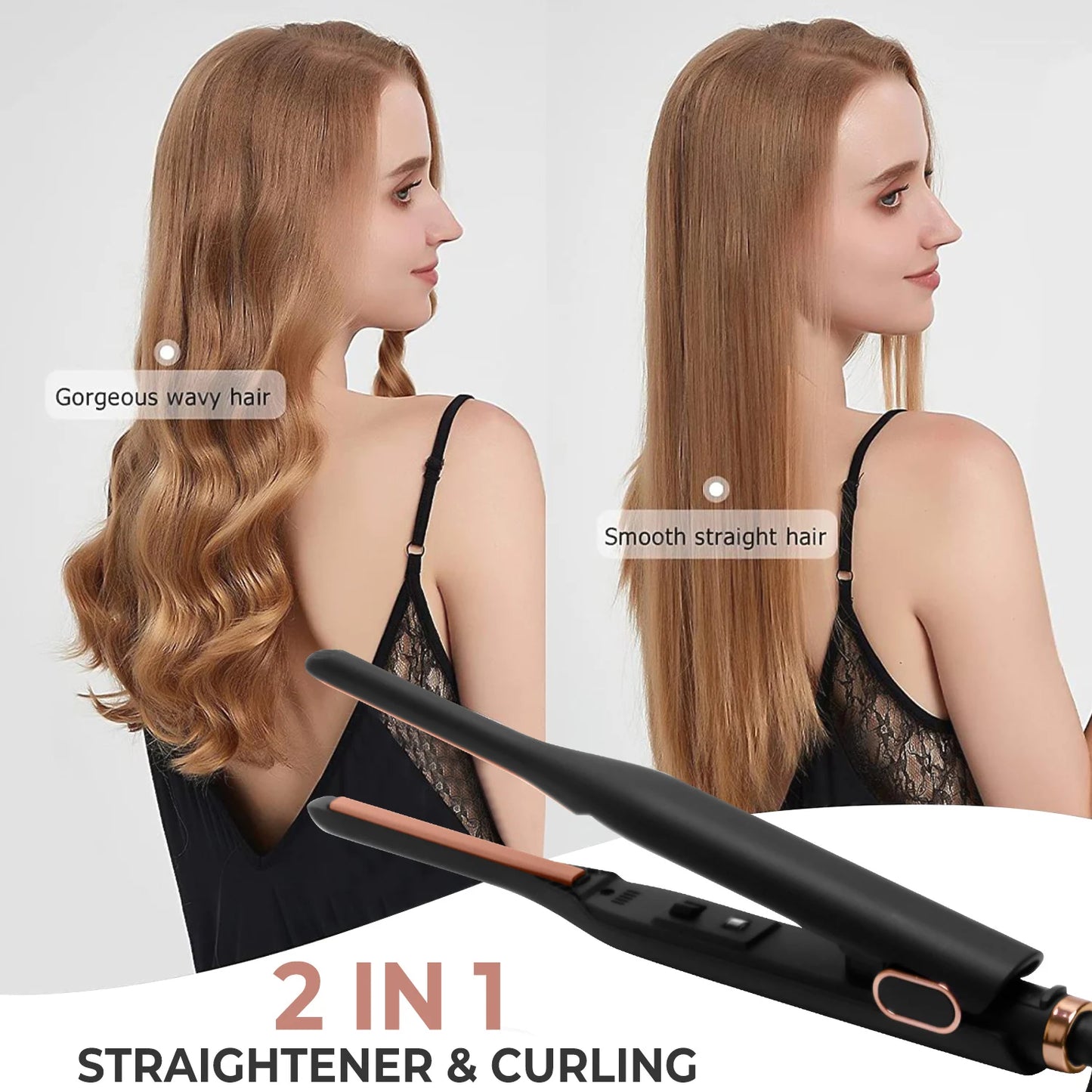 3/10 Inch Pencil Flat Iron Small Flat Irons for Short Hair Beard and Pixie Cut Mini Ceramic Tourmalin Hair Straightener