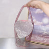 Bling Tassel Heart-shape Satin Bag Glitter Rhinestone Diamond Evening Bag Women Handbag Wedding Party Clutch Purse Crossbody Bag