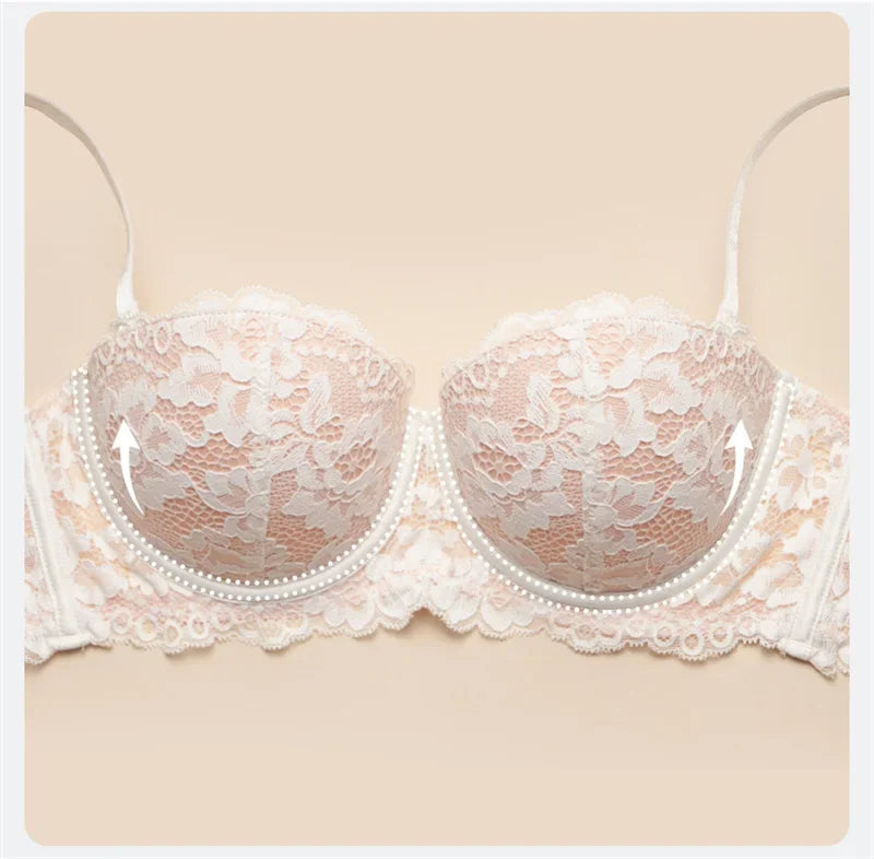 Sexy Lace Bra Women 1/2 Cup Underwire Bras Ladies Push Up Underwear Trendy Floral Brassiere Female Comfortable Intimates