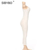 SIBYBO Ribbed Spaghetti Strap Cotton Dress Women Sleeveless O-Neck Summer Dress Solid Backless Long Party Dress