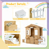LZBEITEM Wooden Playhouse for Kids Outdoor with Working Door, Windows, Mailbox, Bench, Flowers Pot Holder, 39" x 38" x 55.5"