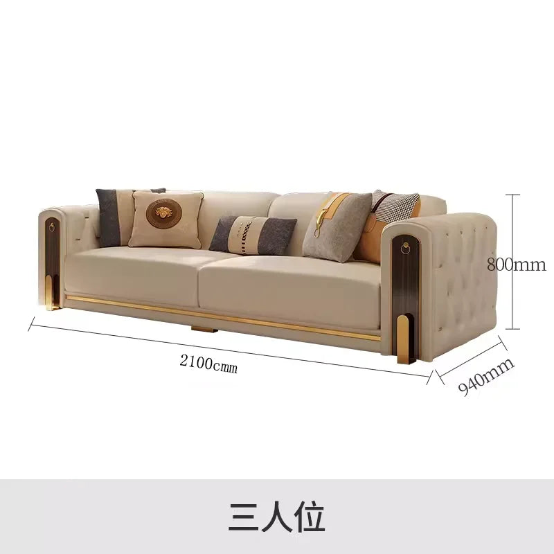Elegant Luxury Modern Sofa Designs Royal Set Designer Leather Sofa Lounge Loveseat Divano Soggiorno Living Room Furniture