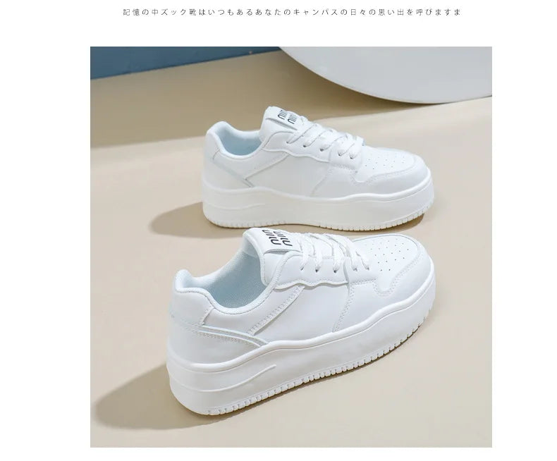 2025 New spring shoes for women green trainers platform lace up sneakers woman hip hop chunky sports shoes faux leather sneaker