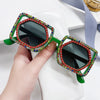 Square Luxury Diamonds Sunglasses Women Punk Fashion Rhinestone Sun Glasses Female Shiny Sexy Yellow Lens Eyewear Shade Handmade
